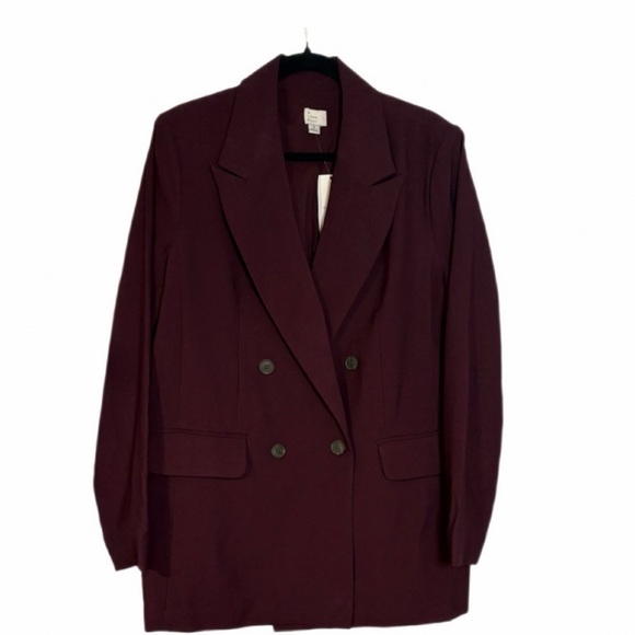 a new day Jackets & Blazers - A New Day Women's Double-Breasted Oversized Burgundy Blazer size Large